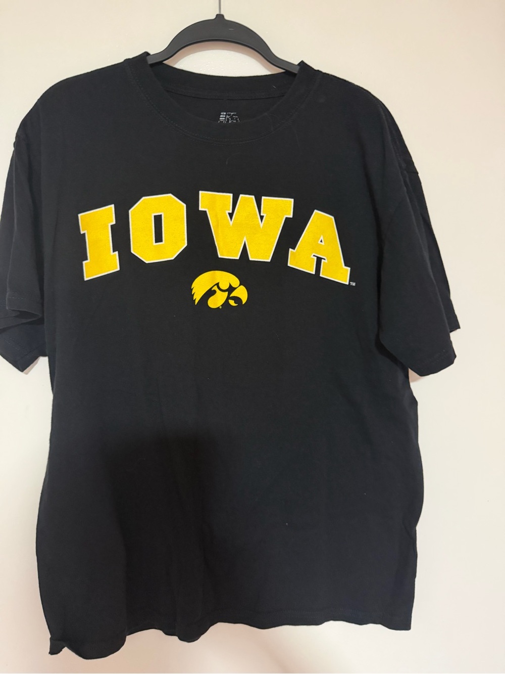 J. America Black Short Sleeve Tee with Yellow IOWA Logo